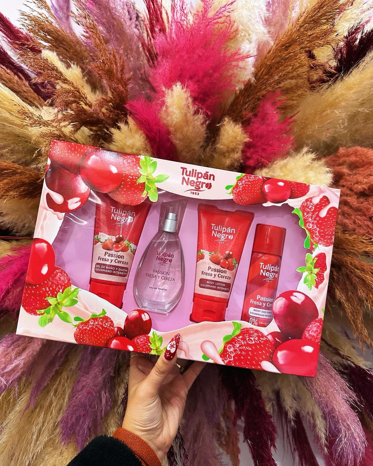 ESTUCHE TULIPÁN NEGRO PASSION FRESA Y CEREZA